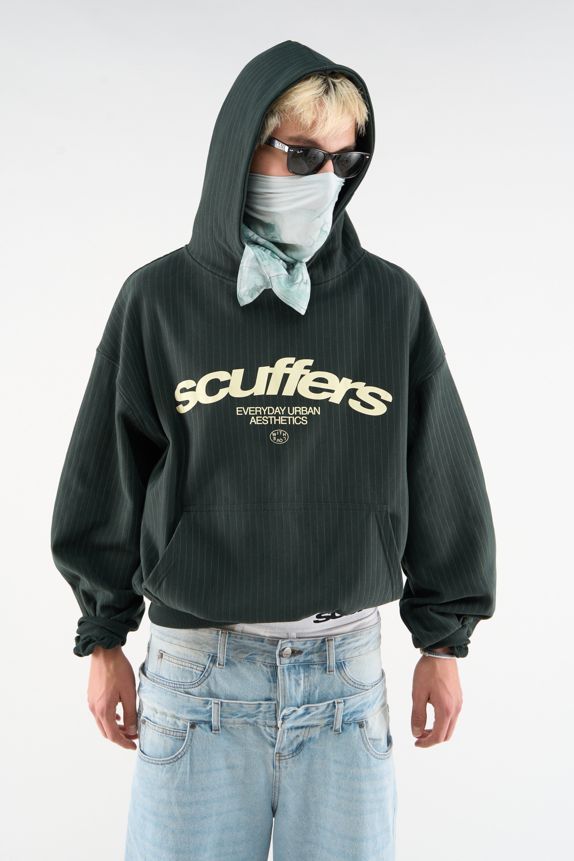 Iconic Dark Green Pinstripe Hoodie