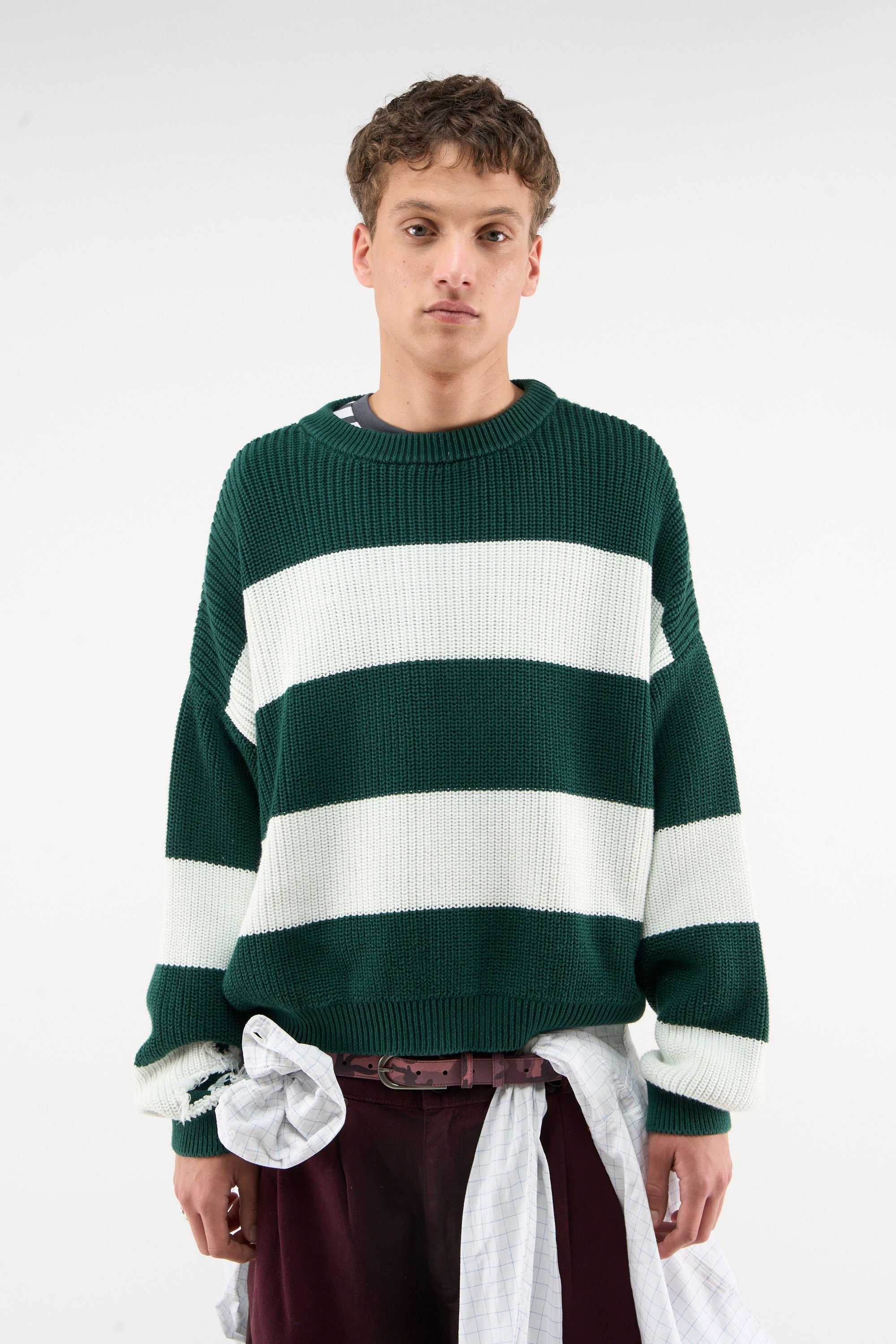 Hole Green & White Knit