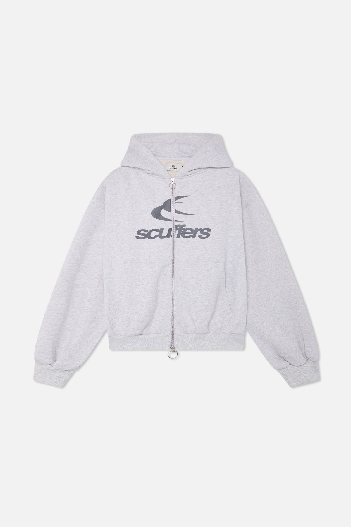 Logo Grey Melange Zipped Hoodie