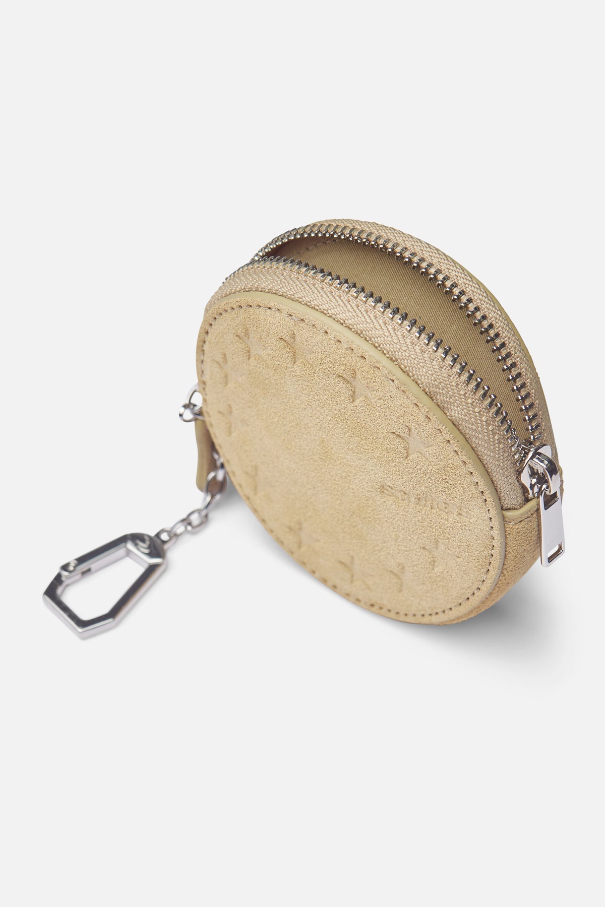 Suede Ecru Keychain Wallet